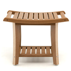 2-Tier HDPE Heavy Duty Shower Bench with Handle and Storage Shelf