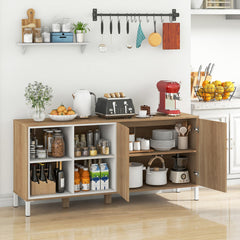 63 Inches Buffet Sideboard with 4 Compartments and Push-to-Open Cabinet