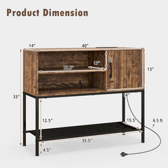 Buffet Sideboard Coffee Bar Cabinet with Power Outlets and USB Ports