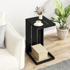 C-Shaped End Table Convertible Coffee Table with Adjustable Foot Pads