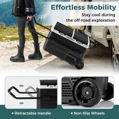 Dual Zone 12V 42QT Car Refrigerator with Wheels