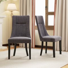 Channel Tufted Dining Chairs Set of 2 Upholstered Kitchen Side Chairs with High Backrest