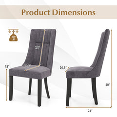 Channel Tufted Dining Chairs Set of 2 Upholstered Kitchen Side Chairs with High Backrest