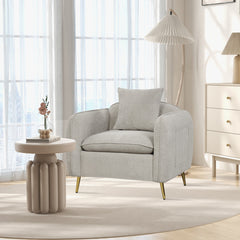 Chenille Velvet Accent Chair with Storage Pockets
