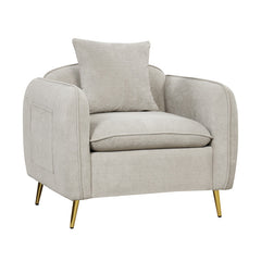 Chenille Velvet Accent Chair with Storage Pockets