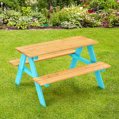 Children Outdoor Wooden Table with Bench Seats for Indoor and Outdoor Use