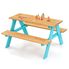 Children Outdoor Wooden Table with Bench Seats for Indoor and Outdoor Use
