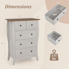 Closet Storage Organizer with 5 Folding Fabric Drawers and Anti-tipping Kit