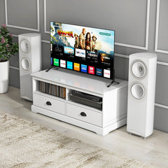 Modern Coffee Table with Drawers and Open Cubies