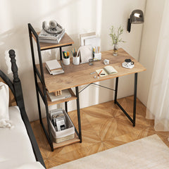Computer Desk with Shelves and 3-Tier Storage Bookshelf