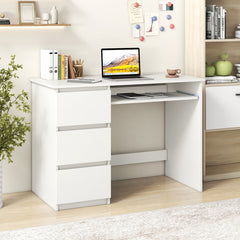Computer Desk with Power Outlet Keyboard Tray and 3 Large Drawers