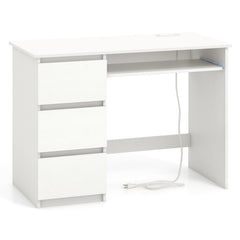 Computer Desk with Power Outlet Keyboard Tray and 3 Large Drawers