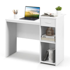Computer Desk with Drawer Modern Laptop PC Desk with Adjustable Shelf and Cable Hole