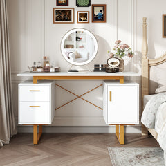 51 Inch Computer Desk with Floating Desktop and Dual Drawers