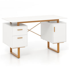 51 Inch Computer Desk with Floating Desktop and Dual Drawers