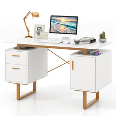 51 Inch Computer Desk with Floating Desktop and Dual Drawers