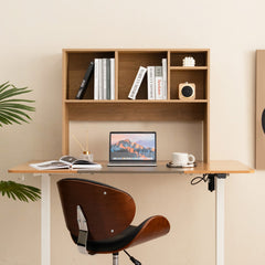 Computer Desktop Bookcase with 4 Cubbies and Open Back Compartment