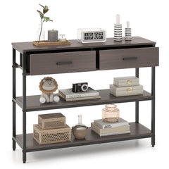 Console Table with Folding Fabric Drawers for Entryway