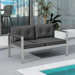2-Person Contemporary Sofa Chair with WPC Armrests for Balcony Backyard Porch