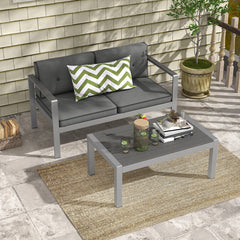 2-Person Contemporary Sofa Chair with WPC Armrests for Balcony Backyard Porch