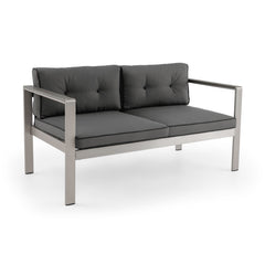 2-Person Contemporary Sofa Chair with WPC Armrests for Balcony Backyard Porch