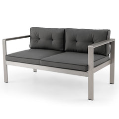 2-Person Contemporary Sofa Chair with WPC Armrests for Balcony Backyard Porch