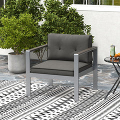 Contemporary Patio Sofa Chair with WPC Armrests and Back Cushions