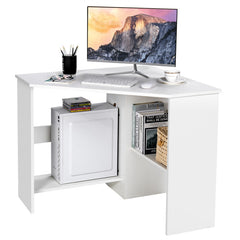 Corner Computer Desk Triangle Writing Workstation with Storage Shelf
