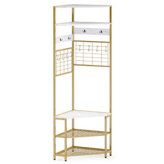 5-Tier Corner Hall Tree with Shoe Storage Bench