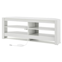 Corner TV Stand with Power Outlet and 4 Open Storage Shelves