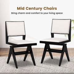 Swivel Wooden Dining Chair Set of 2 with Rubber Wood Frame and Padded Seat
