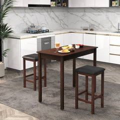 Counter-Height Dining Table and 2 Linen Fabric Padded Bar Stools
