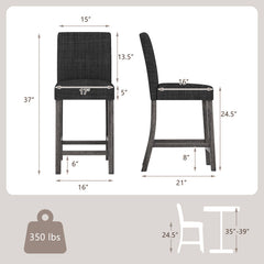 Counter Height Bar Stools Set of 2 with Back and Footrest