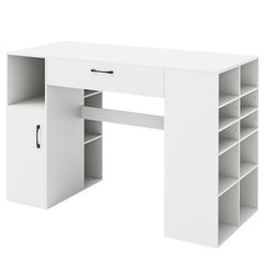 Counter Height Sewing Craft Table Computer Desk with Adjustable Shelves and Drawer