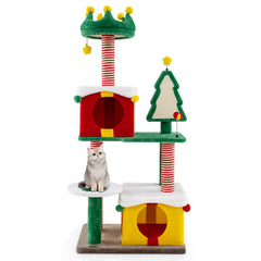 Christmas Cat Tree Cat Tower for Indoor Cats with Scratching Posts and Carpet