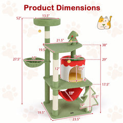 Cute Christmas Cat Tree with Sisal Scratching Posts and Gift Box Shaped Condo