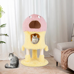 Cute Monster-Themed Cat Tower with 2 Private Condos and 3-Level Activity Center