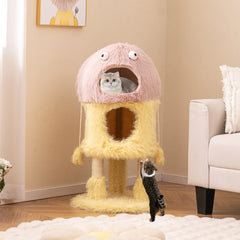 Cute Monster-Themed Cat Tower with 2 Private Condos and 3-Level Activity Center