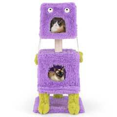 Cute Monster-Themed Cat Tower with 2 Private Condos for Small Place