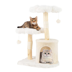 Cute Solid Wood Cat Tree Natural Branch Modern Flower Cat Tower with Sisal Scratching Posts