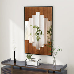 37.5 Inch x 26.5 Inch Decorative Rectangle Wall Mirror with Piano Key-Shaped Frame