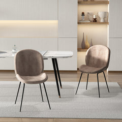 Set of 2 Armless Dining Chairs with Metal Base and Padded Seat