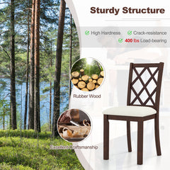 Dining Chair Set of 2 with Upholstered Seat Cushion and Rubber Wood Legs