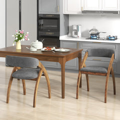 Dining Chair Set of 2 with Padded Cushion and Curved Back for Living Room