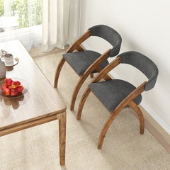 Dining Chair Set of 2 with Padded Cushion and Curved Back for Living Room