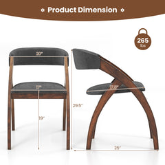 Dining Chair Set of 2 with Padded Cushion and Curved Back for Living Room