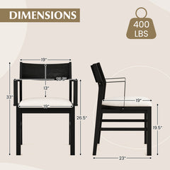 Dining Chair with Contoured Backrest and Padded Seat Set of 2