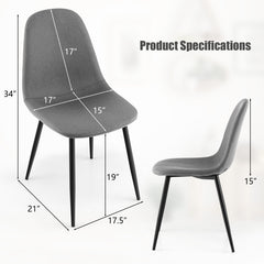 Dining Chairs Set of 4 with Black Metal Legs