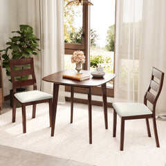 3-Piece Dining Table Set with Wooden Square Kitchen Table and 2 Chairs