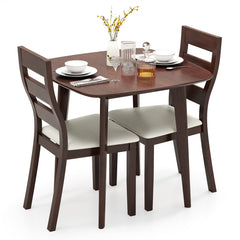 3-Piece Dining Table Set with Wooden Square Kitchen Table and 2 Chairs